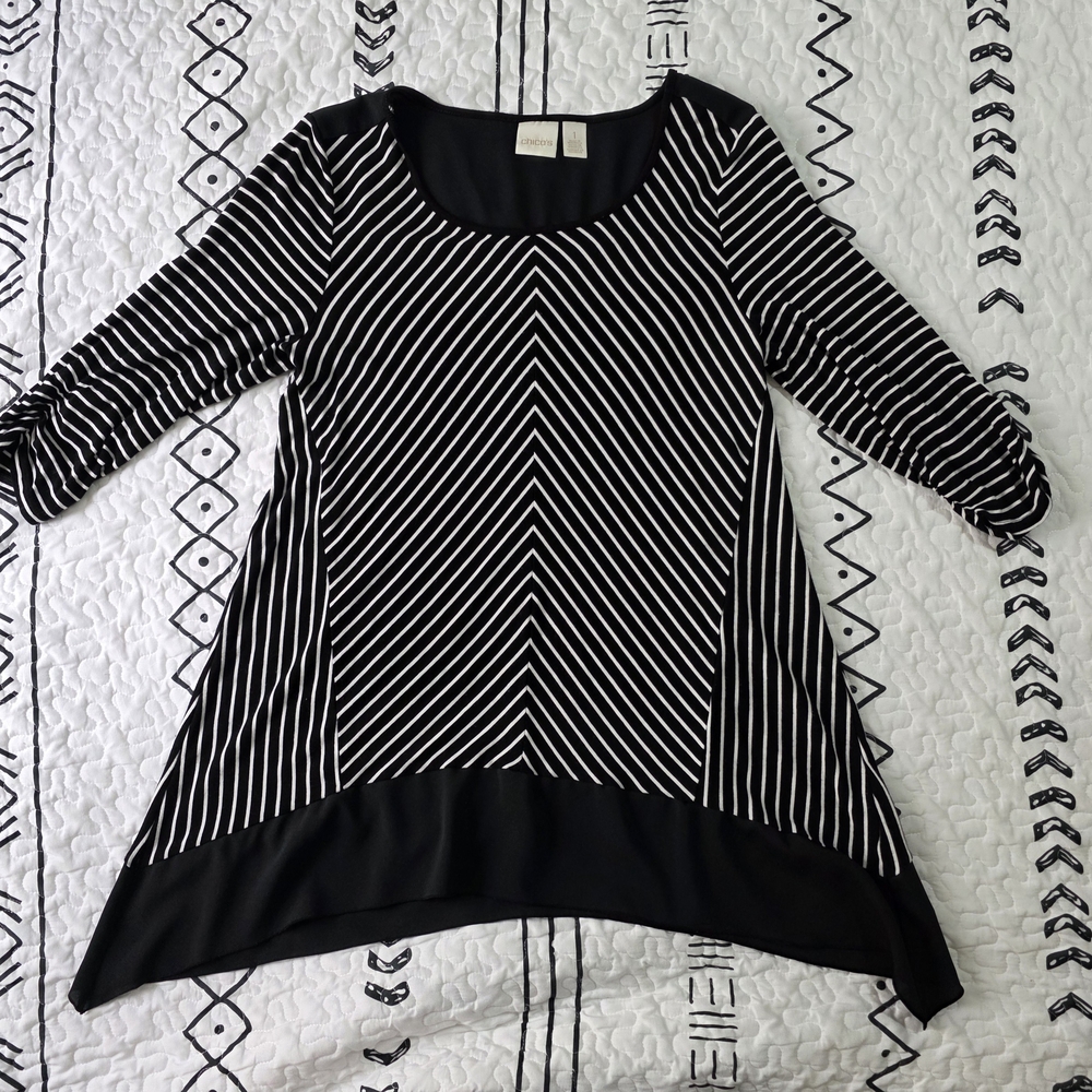 Chico's Black and White Striped Tunic